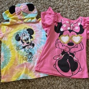 Two Minnie Mouse Short Sleeve Shirts in EUC
